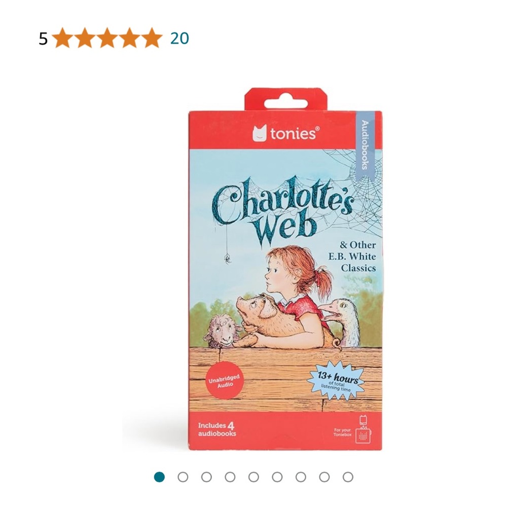 Tonies Charlotte's Web Audiobook for Kids - Red